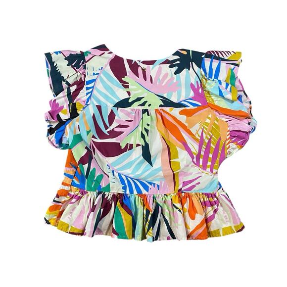 Marie Oliver Floral Ruffled Silk Top - M - Picture 3 of 4